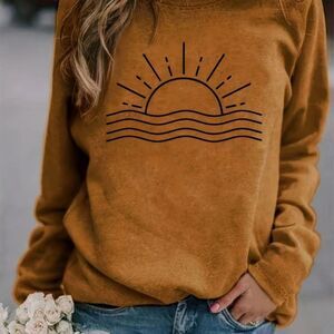 Golden Sun & Waves Graphic Sweatshirt – Size Small